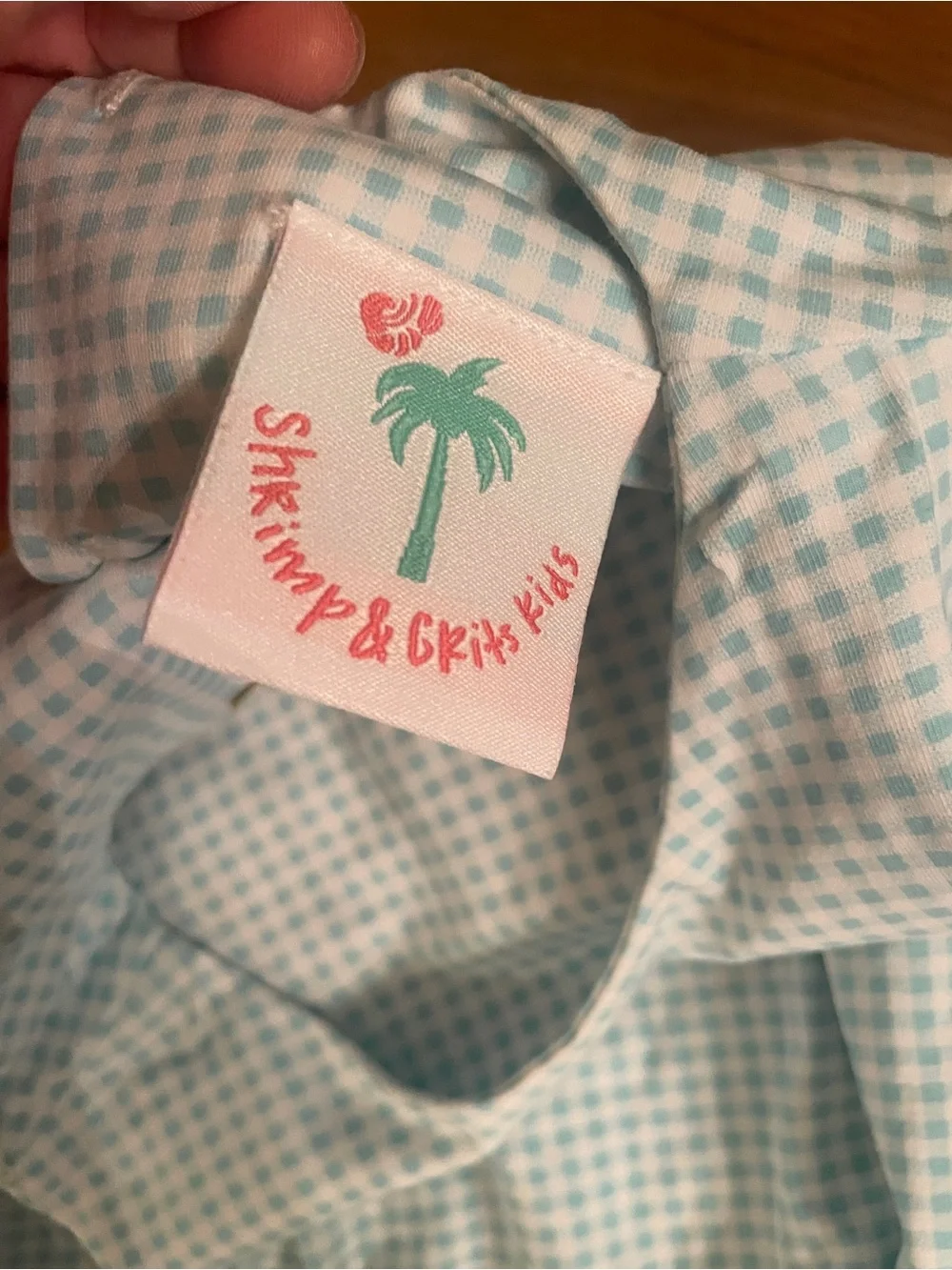 Shrimp and Grits Kids Rainbow Fish Gingham Bubble with Smocking 3t